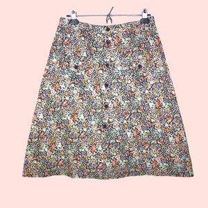 NWOT Antik Batik A Line Floral Ditsy midi Button up Liberty Skirt Front Pockets